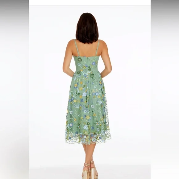 NWT Dress The Population Maren Floral 3D Embroidered Cocktail Midi Dress S - Picture 4 of 9